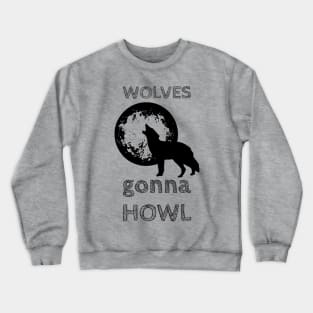 Howling Wolf and Full Moon Crewneck Sweatshirt